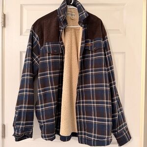 Field & Stream Navy and Chocolate Plaid Shirt Jacket